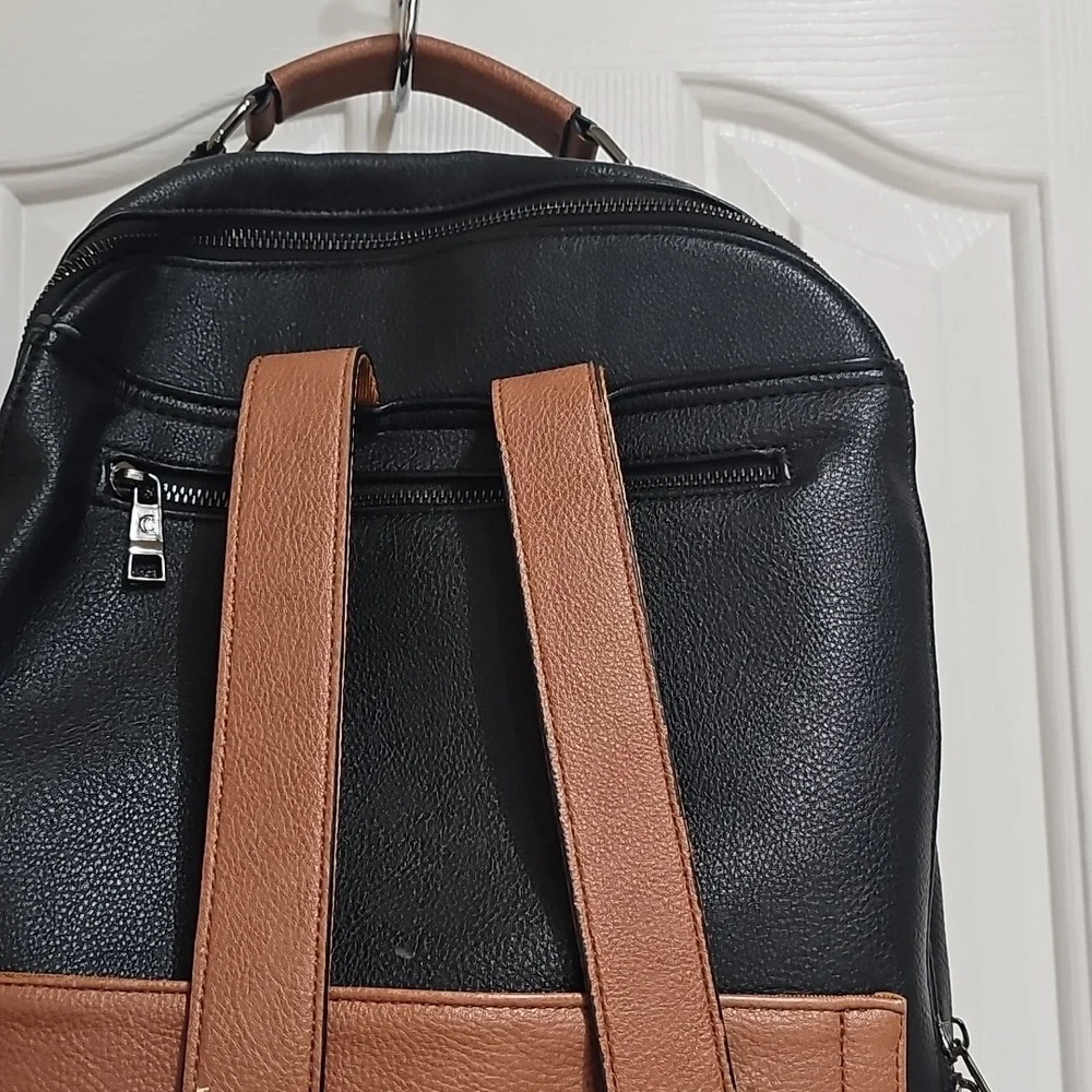 Two-Tone Black and Brown Backpack